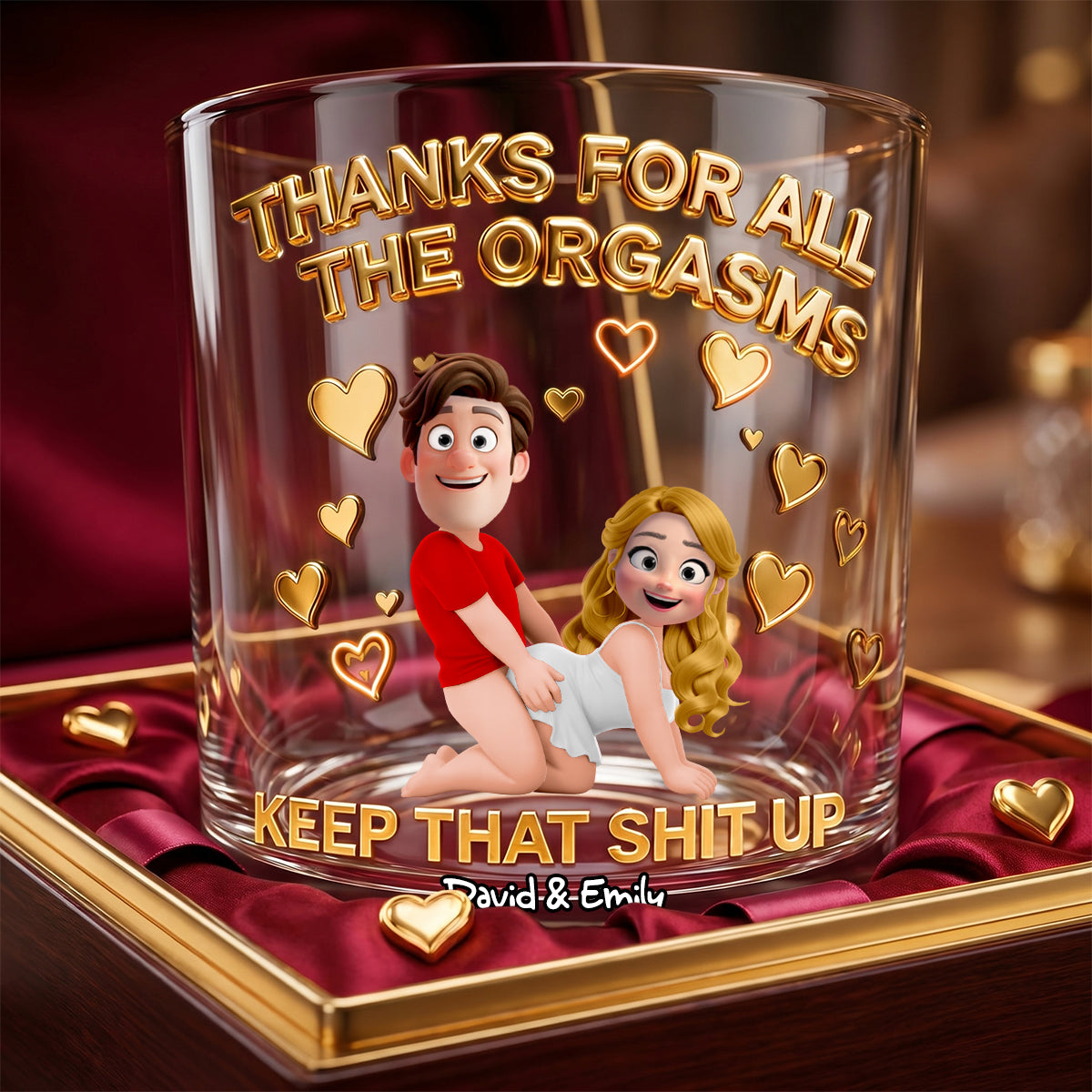 "Thanks for All the Orgasms" - Custom Naughty Couples Drinking Glass - Perfect Gift for Couples Glass PopCulturePrints