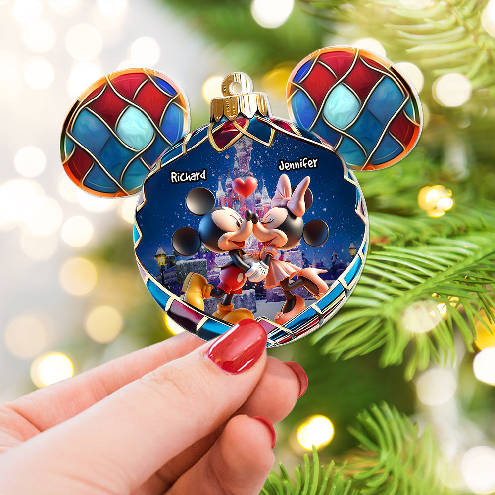 Customizable Christmas Ornament for Couples - Mickey & Minnie Theme