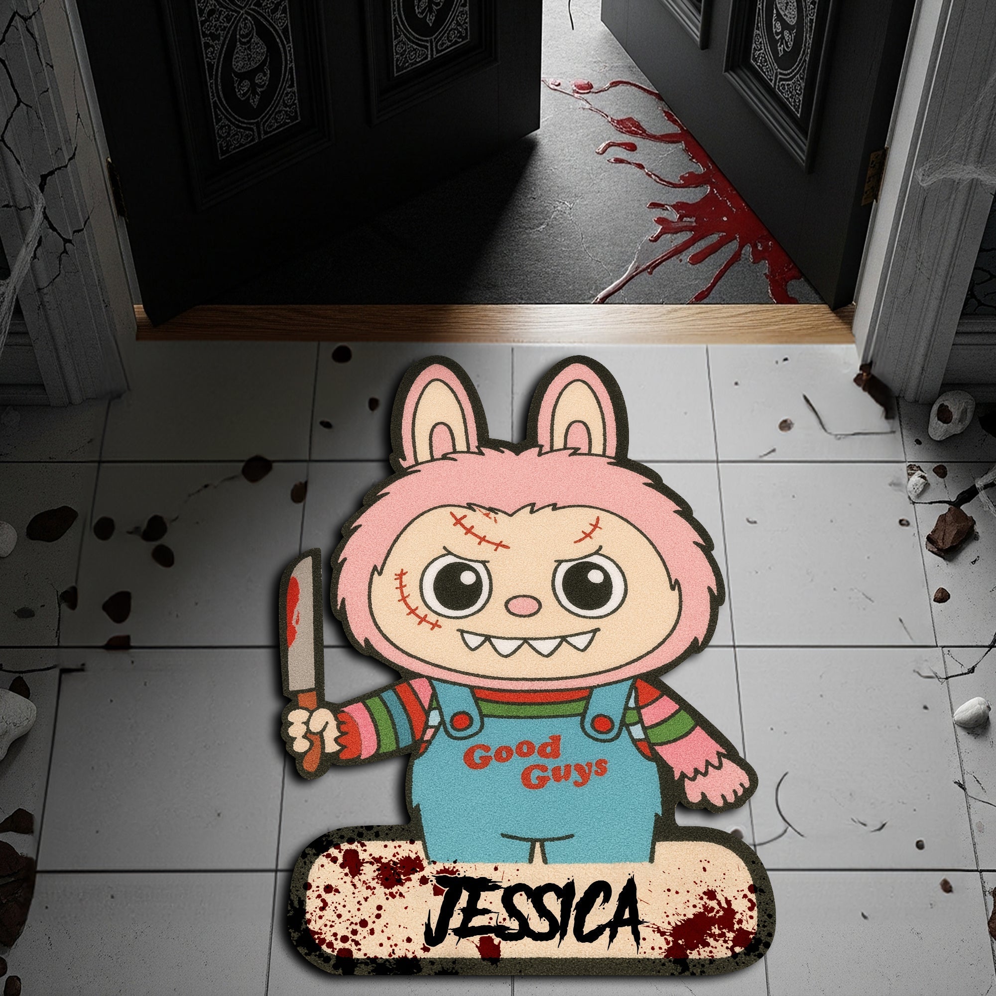 Welcome to Your Nightmare – Creepy Bunny Horror Doormat - Custom Personalized Gift for Horror Fans Doormat PopCulturePrints
