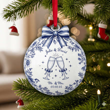 Load image into Gallery viewer, Love Sparkles: Personalize Your Happily Engaged Couple Ornament - Unique Christmas Gift for Couples Ornament PopCulturePrints
