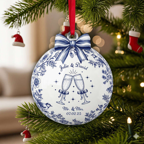 Love Sparkles: Personalize Your Happily Engaged Couple Ornament - Unique Christmas Gift for Couples Ornament PopCulturePrints