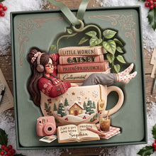 Load image into Gallery viewer, Just A Girl Lost In Books Ornament - Personalized Gift for Book Lovers Ornament PopCulturePrints
