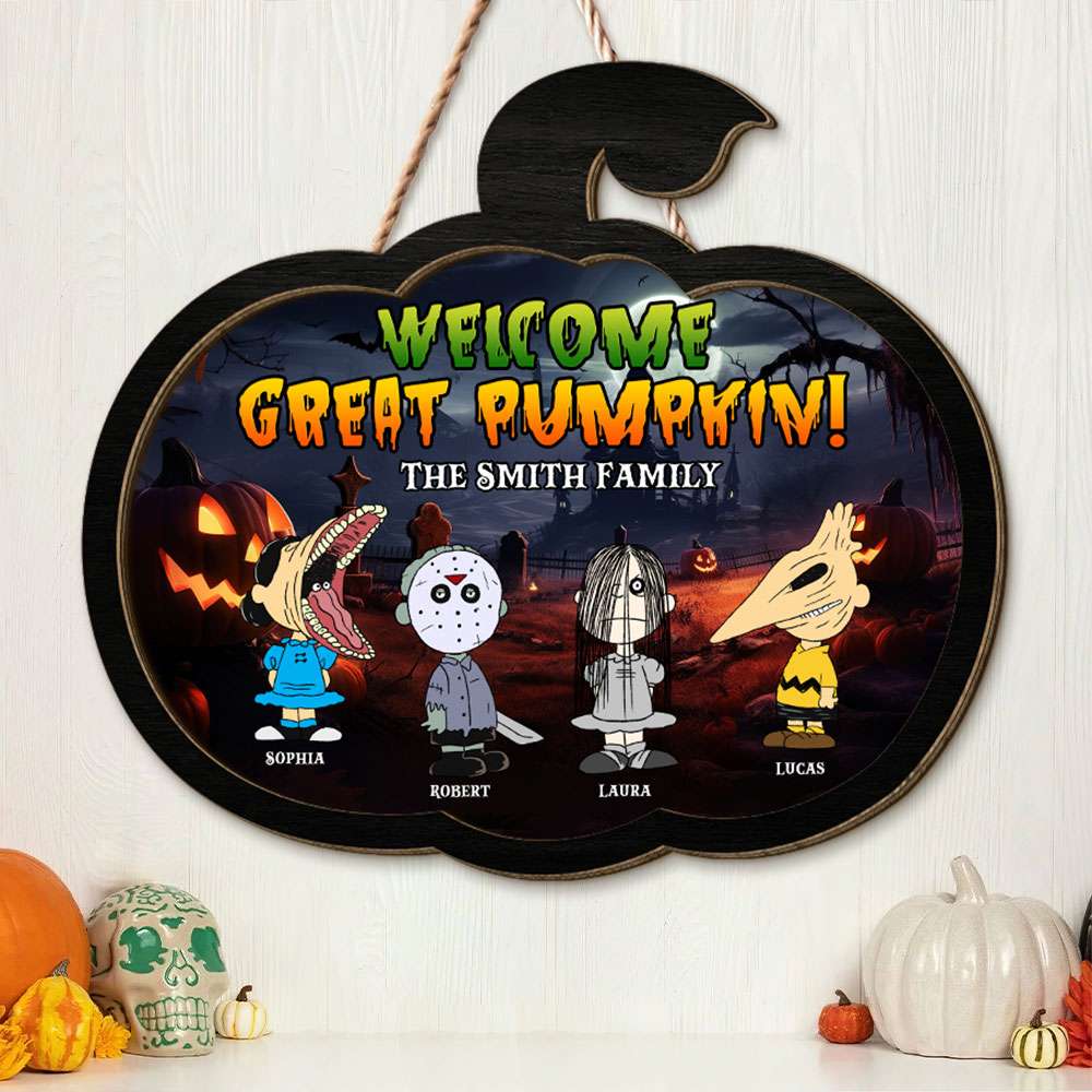 Personalized Halloween Family Wood Sign - Welcome Great Pumpkin!