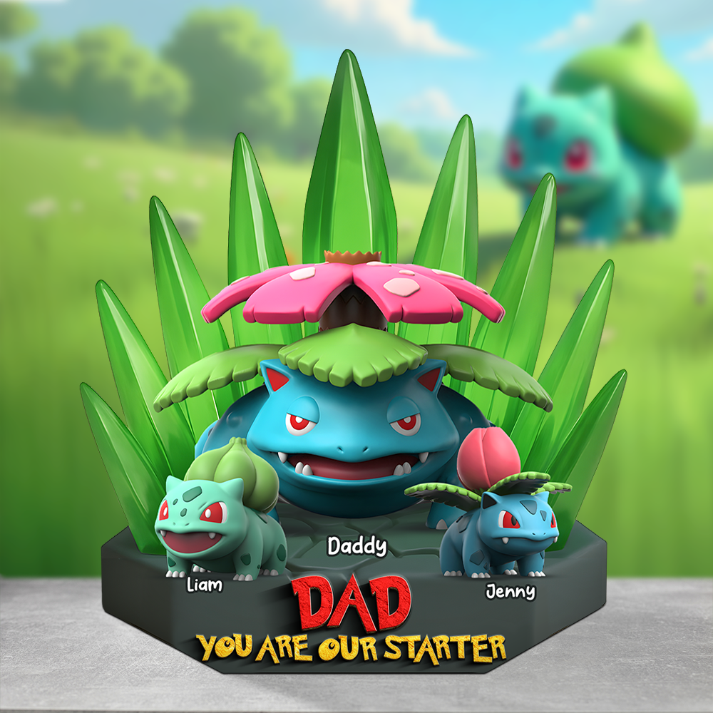 “Dad, You Are Our Starter” - Personalized Monster Dad Plaque - Custom Gifts for Dad, Perfect for Father's Day, Birthdays & More! Shaped Plaques PopCulturePrints