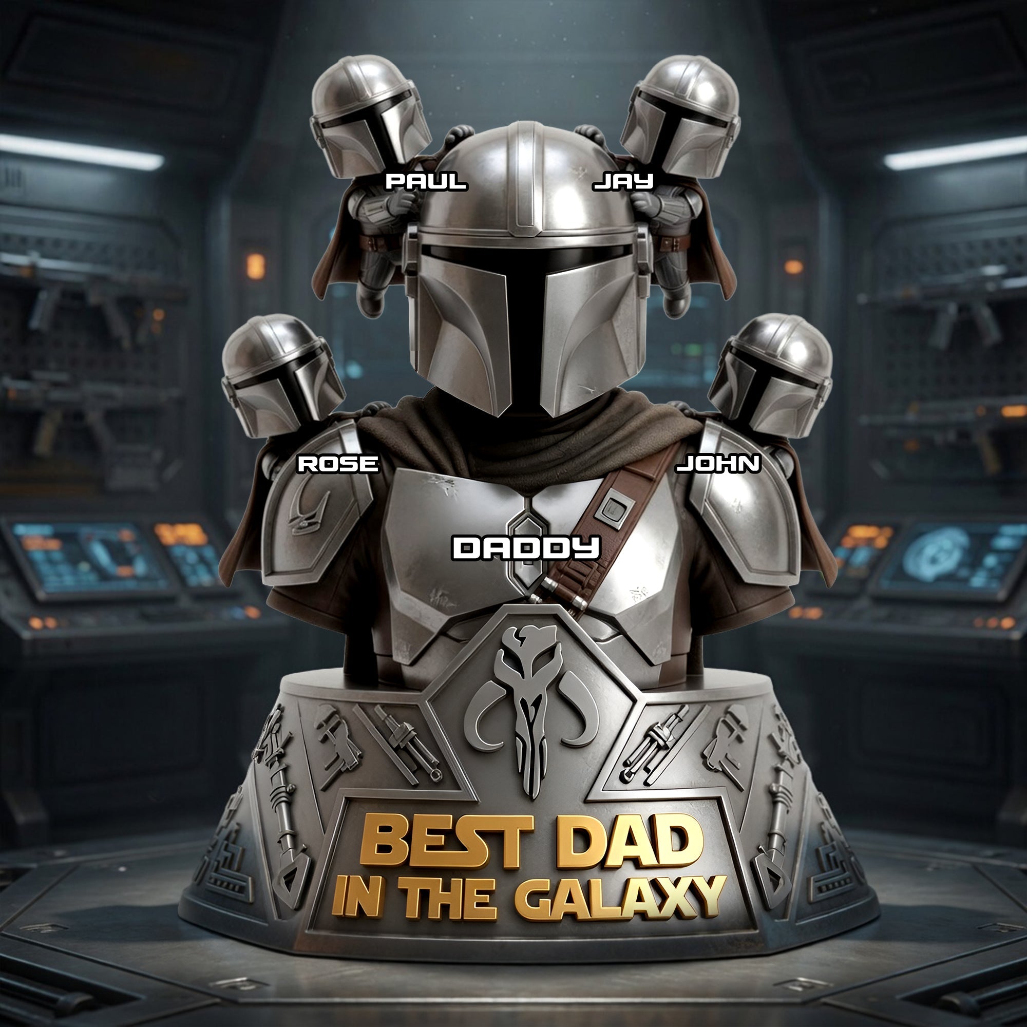 "Best Dad in the Galaxy!" - Best Space Dad Acrylic Plaque - Personalized Gifts for Dads, Grandpas, and More Shaped Plaques PopCulturePrints