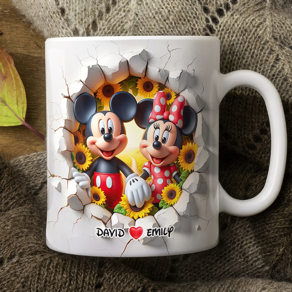 Love Blooms: Personalized Mouse Couple Mug - Perfect Gift for Couples Coffee Mug PopCulturePrints