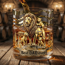 Load image into Gallery viewer, Best Dad Ever - Personalized Lion Dad And Kids Drinking Glass - Perfect Gift for Dad and Grandpa Glass PopCulturePrints

