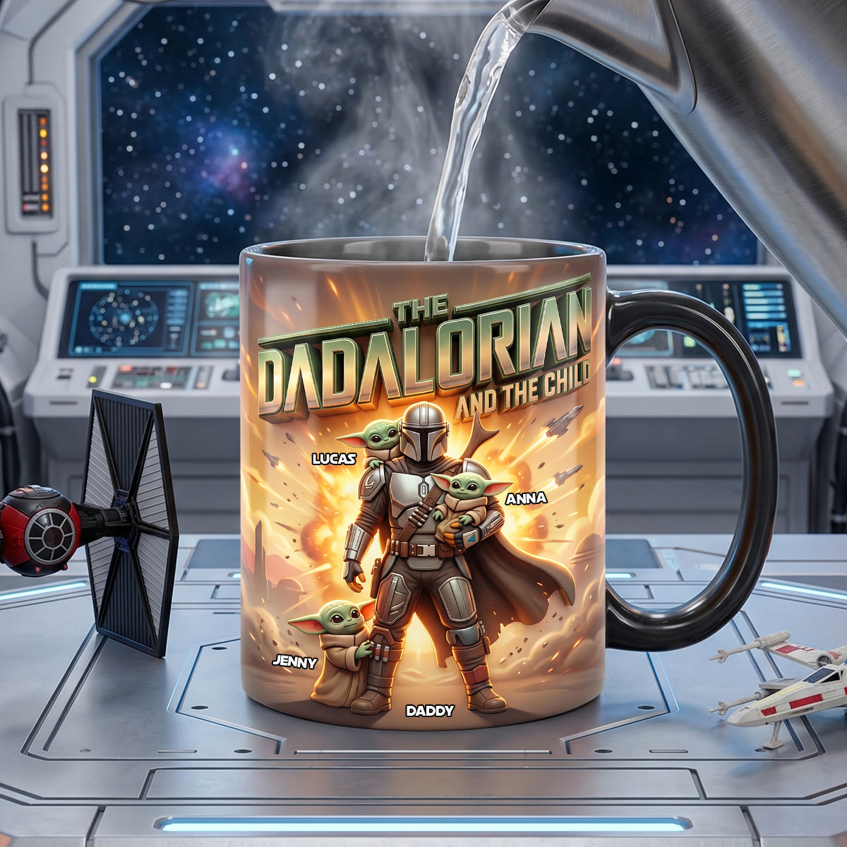 “The Dadalorian and The Child: A Tribute to Fatherhood” - Personalized Magic Mug for Dad, Grandpa, and Any Father Figure Coffee Mug PopCulturePrints
