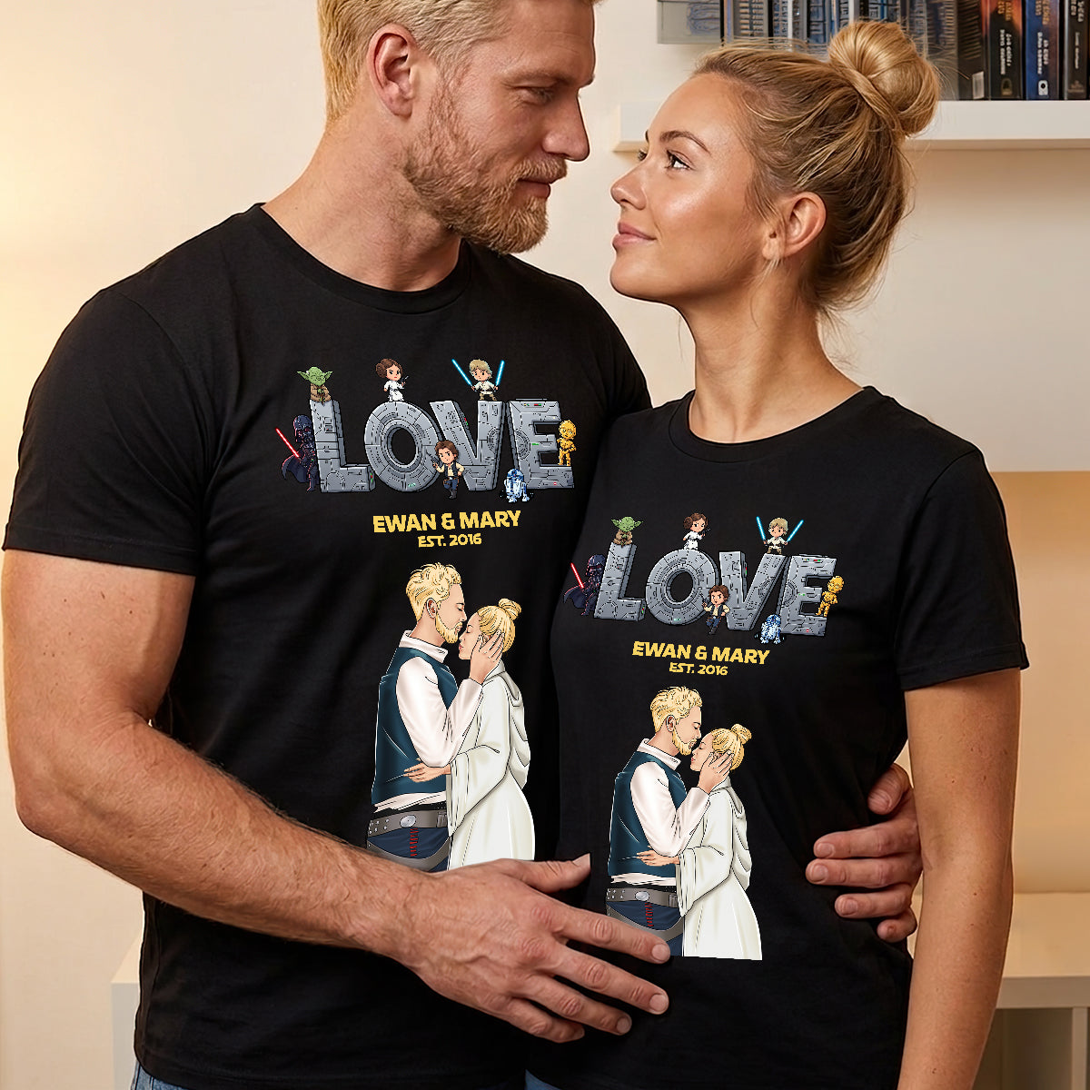 Love Story Unveiled - Personalized Couple T-Shirt for Gamers & Movie Lovers Shirts PopCulturePrints