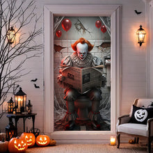 Load image into Gallery viewer, “Transform Your Space with a Touch of Horror” - Creepy Toilet Scene Door Cover, Personalized Halloween Gift for Horror Movie Fans Door Covers PopCulturePrints
