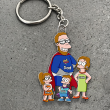 Load image into Gallery viewer, &quot;A Super Dad with His Little Heroes&quot; - Personalized Acrylic Keychain for Fathers Keychains PopCulturePrints
