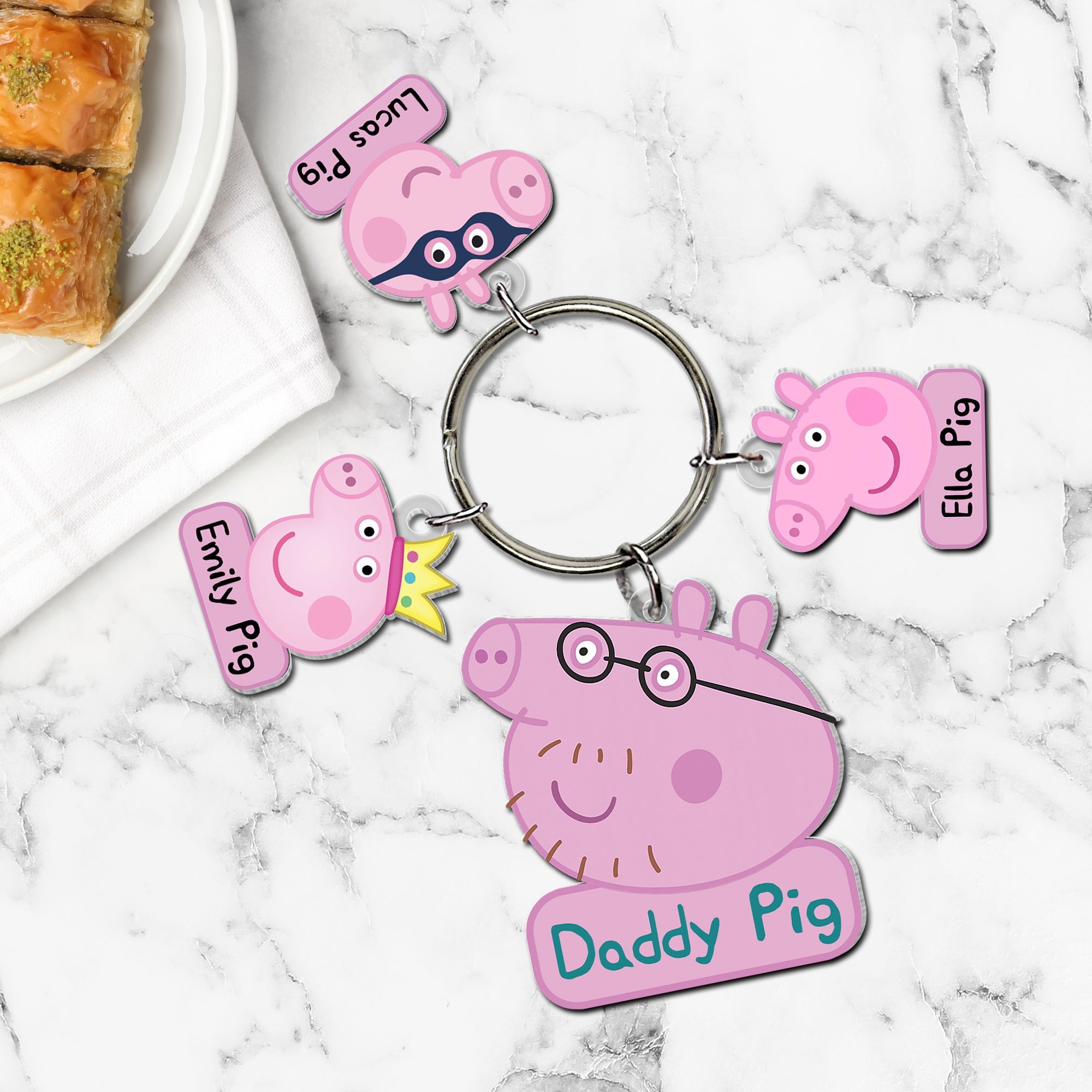 Custom Piggy Family Keychain for Dad Keychains PopCulturePrints