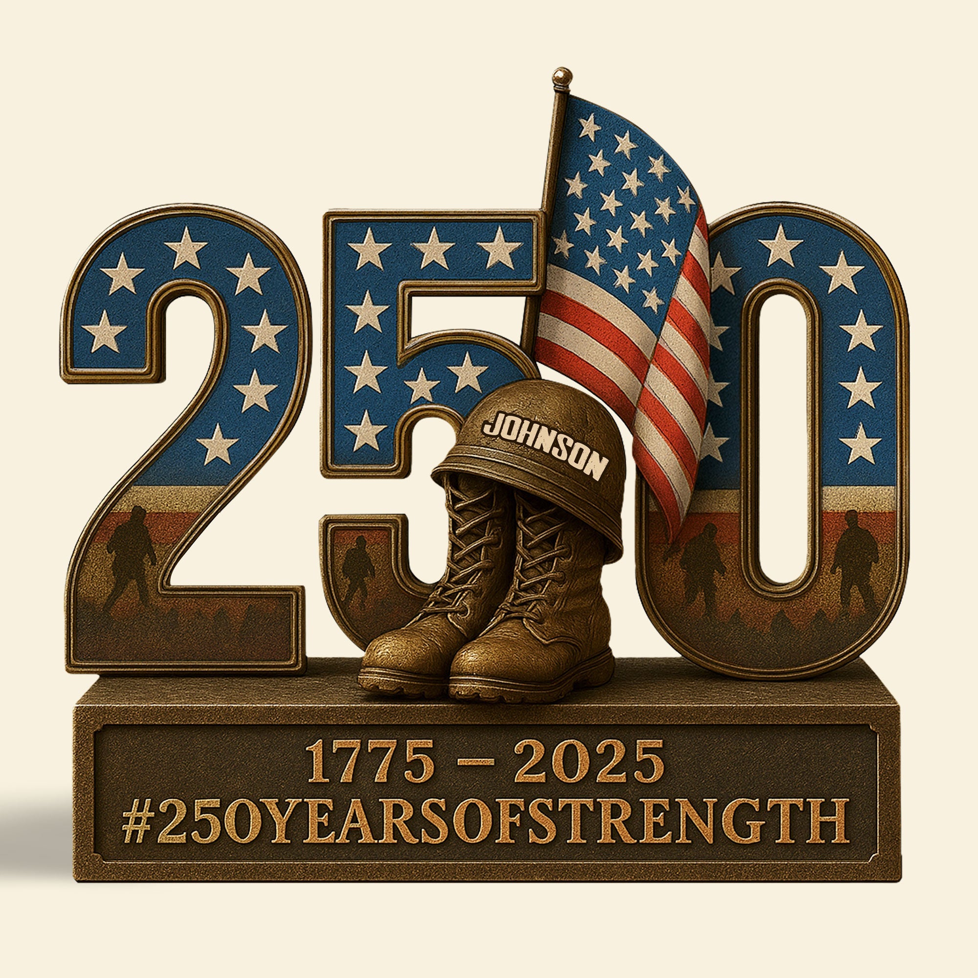 250 Years Of Strength - Personalized Veteran Plaque Shaped Plaques PopCulturePrints