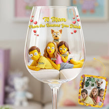 Load image into Gallery viewer, “To Mom, From the Reasons You Drink” - Fun Personalized Drinking Glass - Gifts for Moms, Grandma, and More Wine Glass PopCulturePrints
