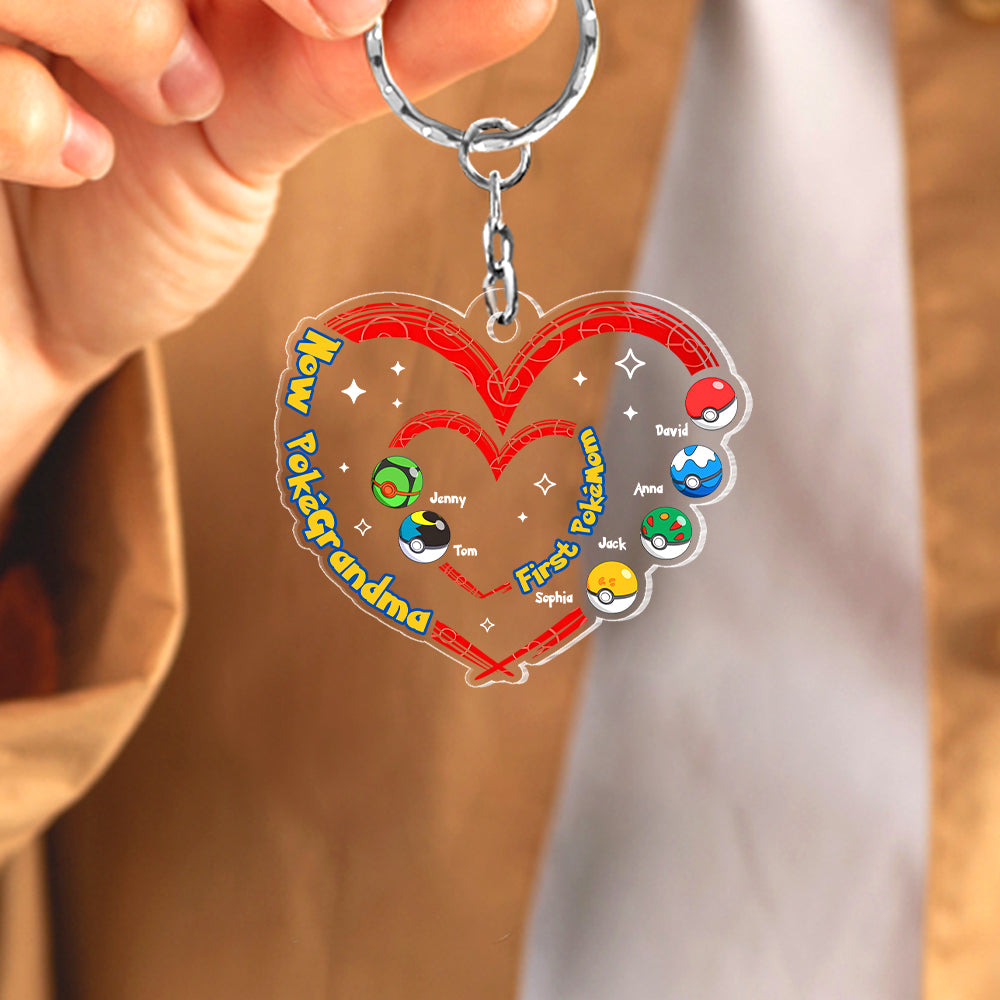 Custom Grandma Pokémon Heart Keychain - Perfect Mother's Day Gift Keychains PopCulturePrints