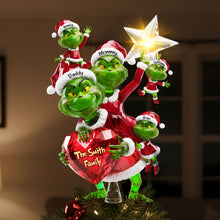 Load image into Gallery viewer, "Celebrate Your Family This Christmas!" - Personalized Green Monster Family Tree Topper - Custom Gifts for Everyone Ornament PopCulturePrints
