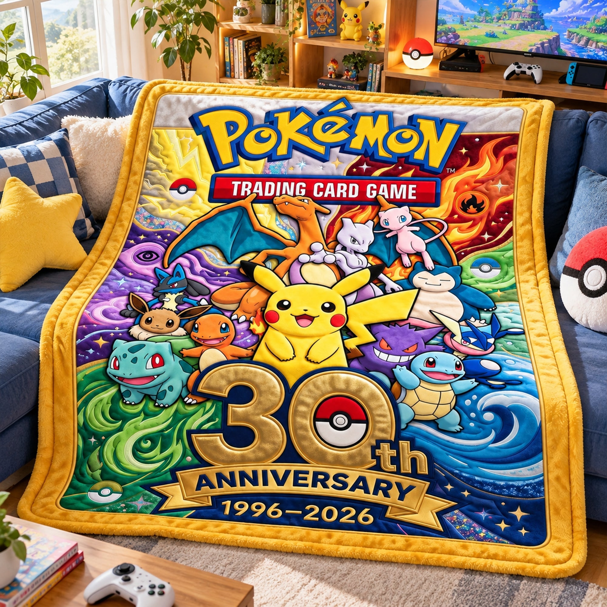 Celebrate 30 Years of Pokémon - Personalized Creature Blanket - Perfect Gift for Fans and Collectors Blanket PopCulturePrints