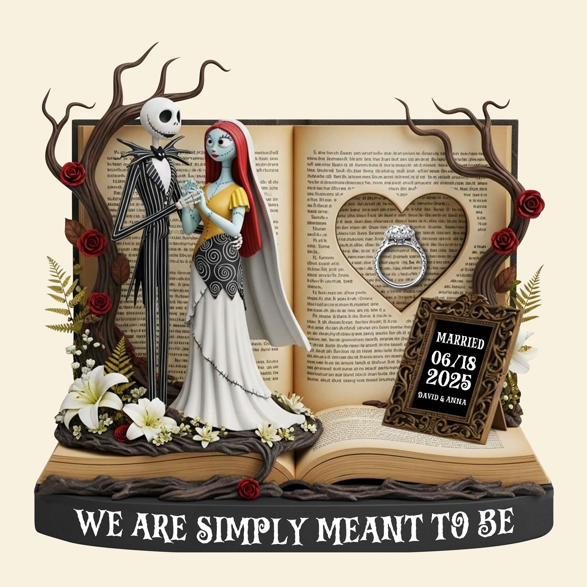 We Are Simply Meant to Be - Personalized Horror Anniversary Couple Plaque Shaped Plaques PopCulturePrints
