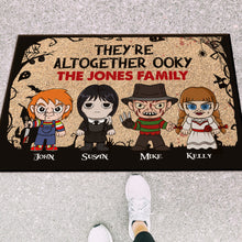 Load image into Gallery viewer, Personalized Horror Family Welcome Mat - Spooky Home Decor Doormat PopCulturePrints
