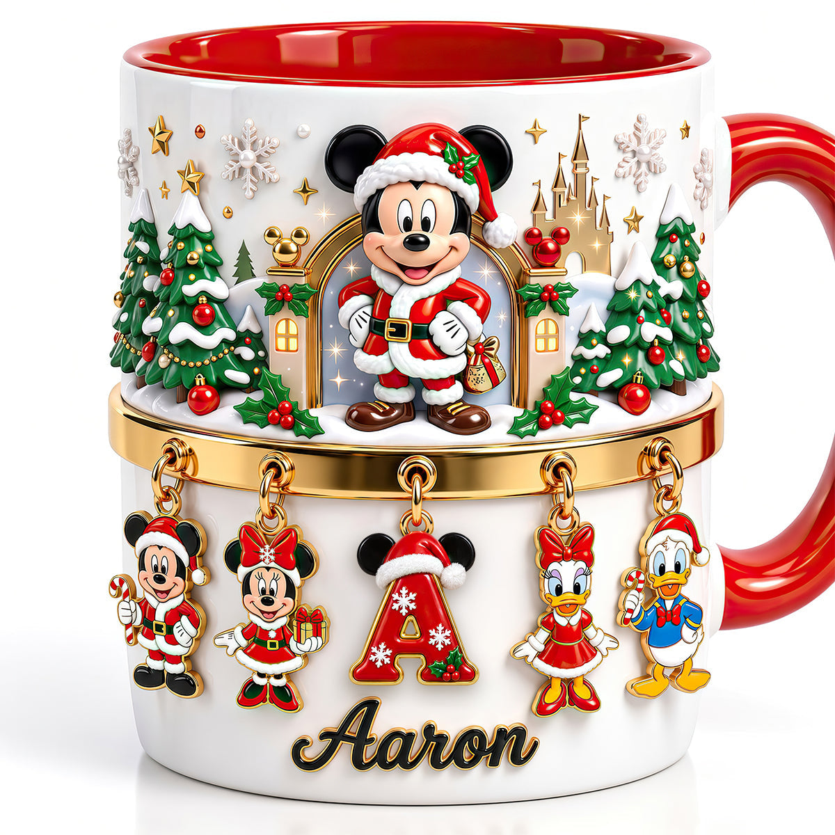 “Celebrate the Season with a Touch of Magic” - Cute Alphabet Christmas Accent Mug - Personalized Gift for Friends and Family Coffee Mug PopCulturePrints