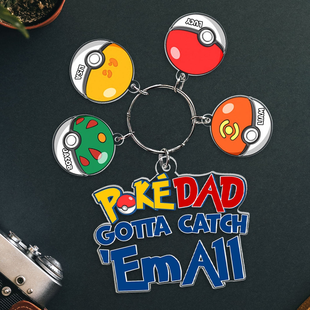 Personalized Poke Dad Keychain with Custom Charms Keychains PopCulturePrints