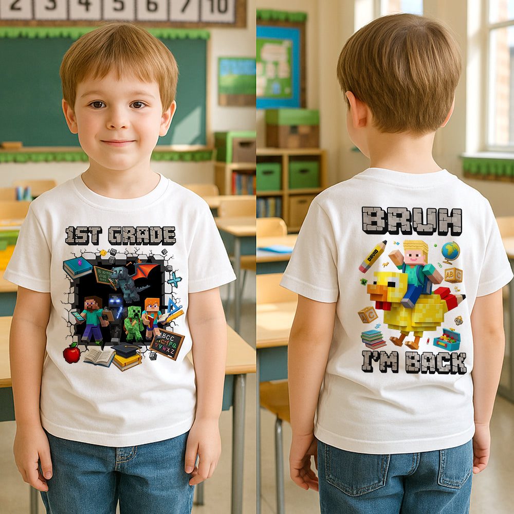 “Adventure Awaits!” - Personalized Pixel Adventure Kids Shirt - Perfect Gift for Young Gamers and Students Shirts PopCulturePrints