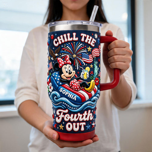 Chill the Fourth Out with Minnie - Personalized 40oz Tumbler Gift Tumbler Cup PopCulturePrints