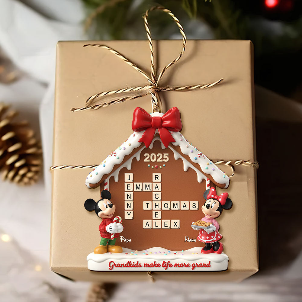 “Grandkids Make Life More Grand” - Personalized Gingerbread House Family Crossword Ornament - Custom Gift for Family & Friends Ornament PopCulturePrints