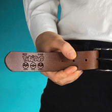 Load image into Gallery viewer, Custom &#39;PokeDad&#39; Pokemon-Inspired Leather Belt for Father&#39;s Day Belts PopCulturePrints
