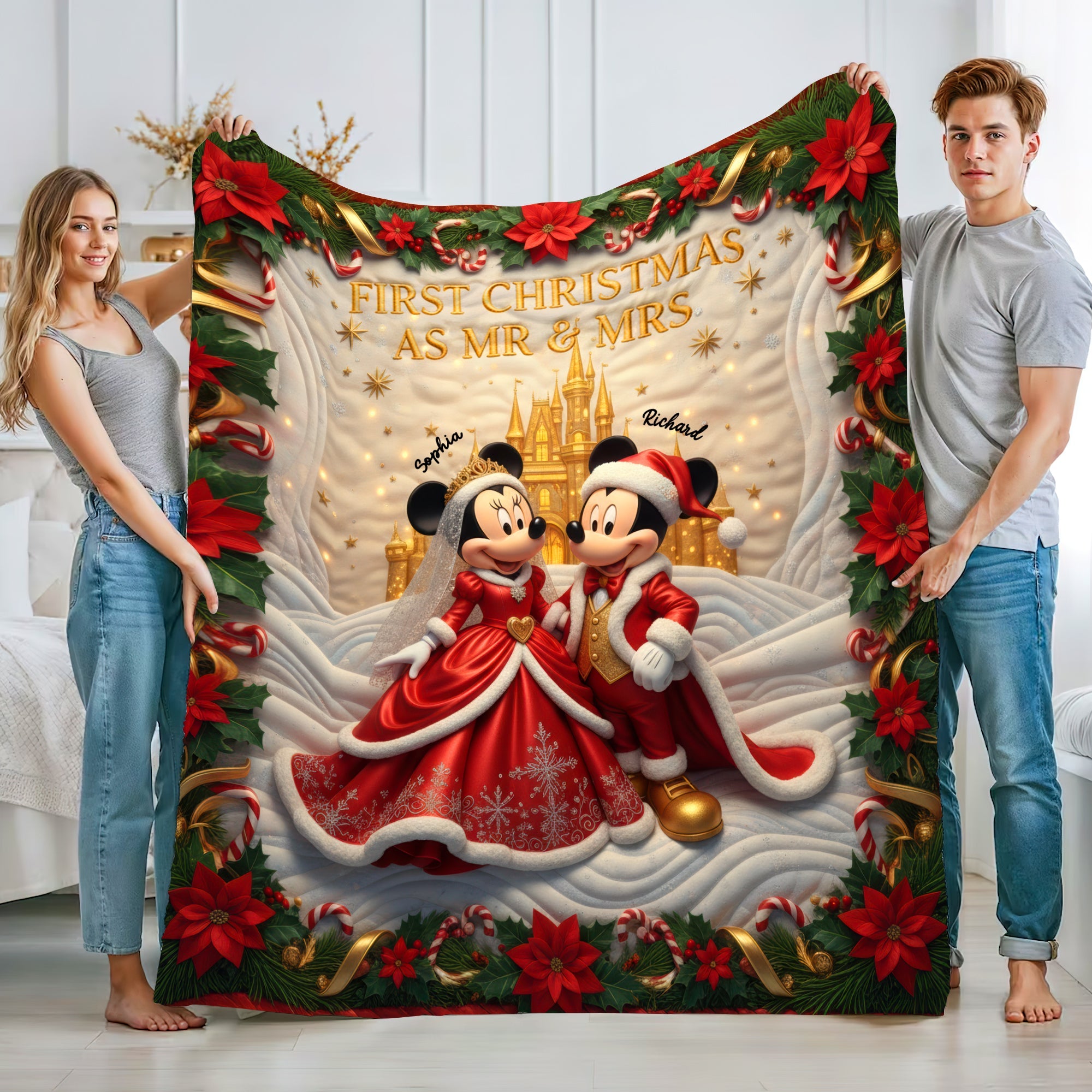 Celebrate Your First Christmas Together - Personalized Blanket for Couples Blanket PopCulturePrints
