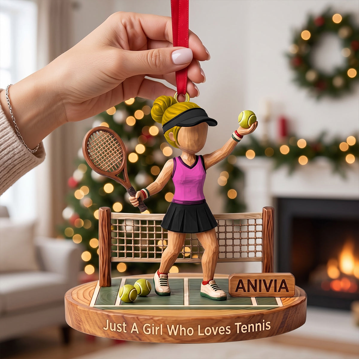 Just A Girl Who Loves Tennis - Personalized Christmas Ornament for Tennis Lovers