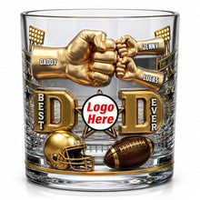 Load image into Gallery viewer, “Best Dad Ever” - Personalized American Sport Dad Round Glass - Perfect Gift for Dads, Grandpas, and Sports Lovers Glass PopCulturePrints
