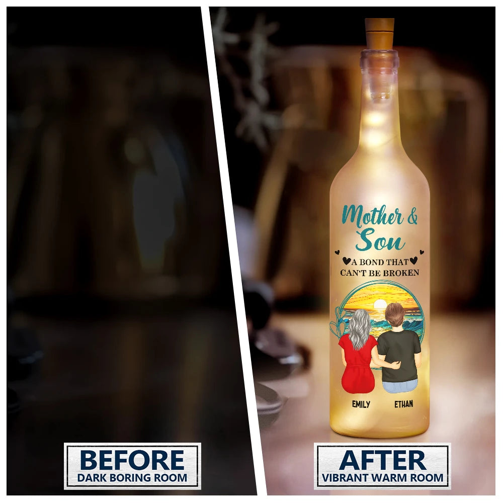 Mother & Daughters - A Bond That Can't Be Broken - Personalized Bottle Light Gift for Mom, Grandma, and Daughters Bottle Light PopCulturePrints