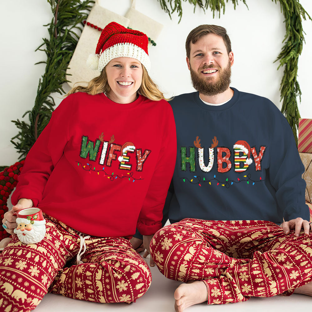 Festive Husband and Wife Christmas Matching Shirts