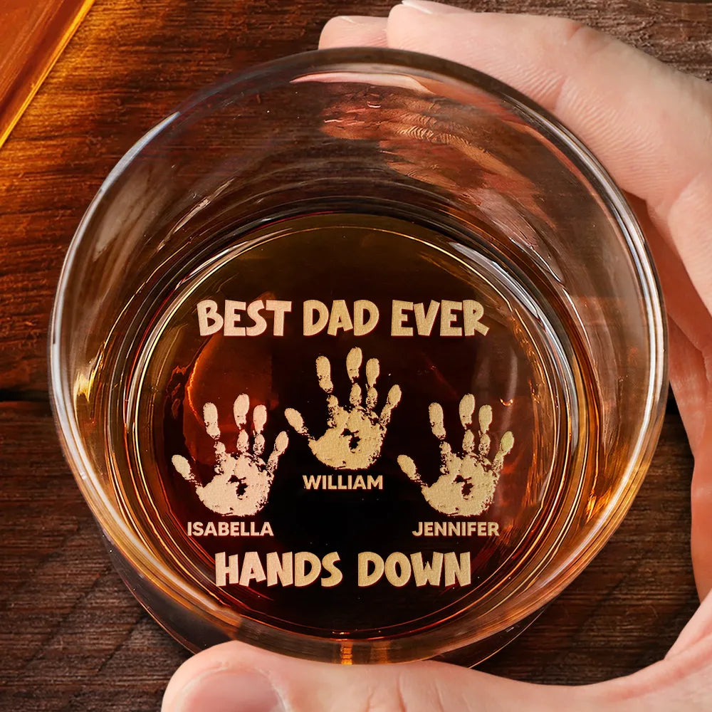 Best Dad Ever Hands Down - Personalized Engraved Whiskey Glass Whiskey Glass PopCulturePrints