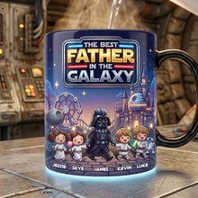 Load image into Gallery viewer, “The Best Father In The Galaxy” - Personalized Magic Coffee Mug - Unique Gift for Dad and Grandpa Coffee Mug PopCulturePrints
