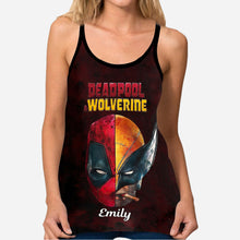 Load image into Gallery viewer, Personalized Deadpool &amp; Wolverine Cross Back Tank Top
