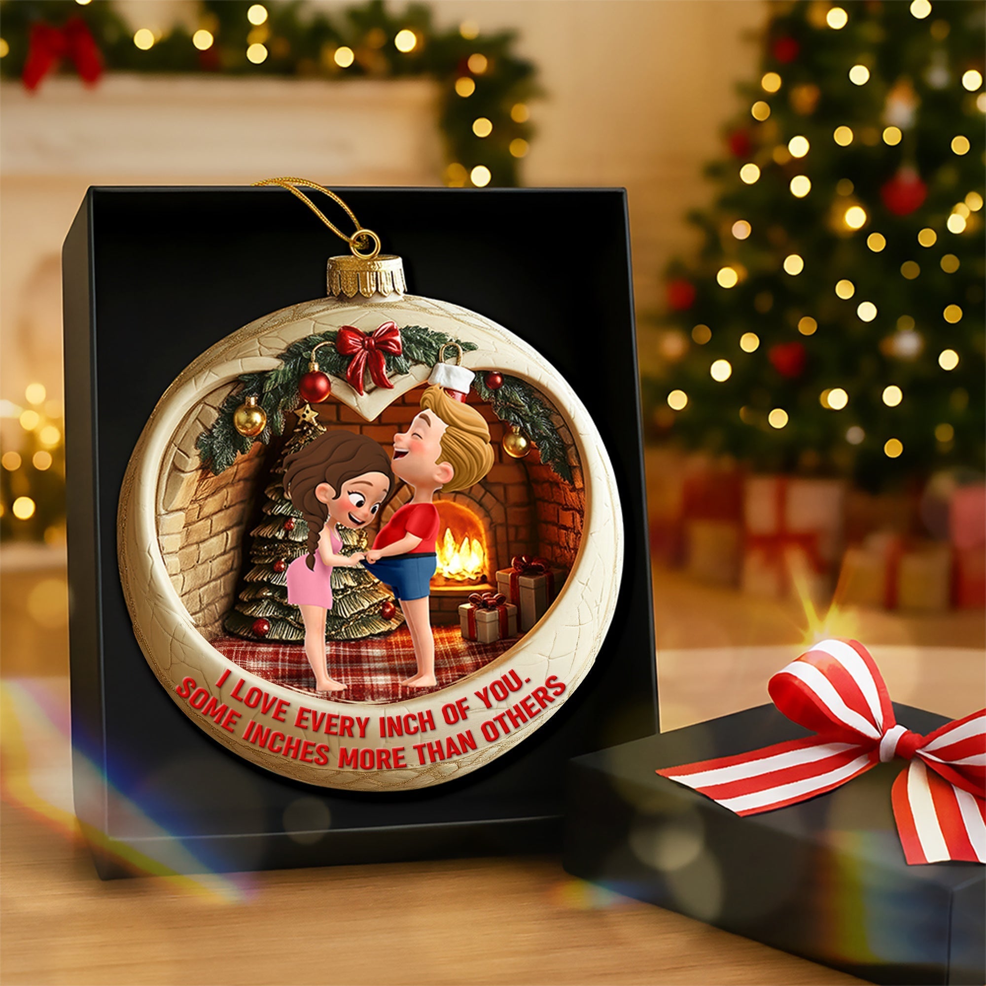 Personalized Curious Couple Acrylic Ornament - A Love That Warms Your Heart Ornament PopCulturePrints