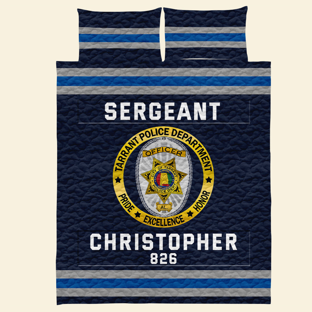 Personalized Police Quilt Bedding Set with Custom Department Logo Blanket PopCulturePrints