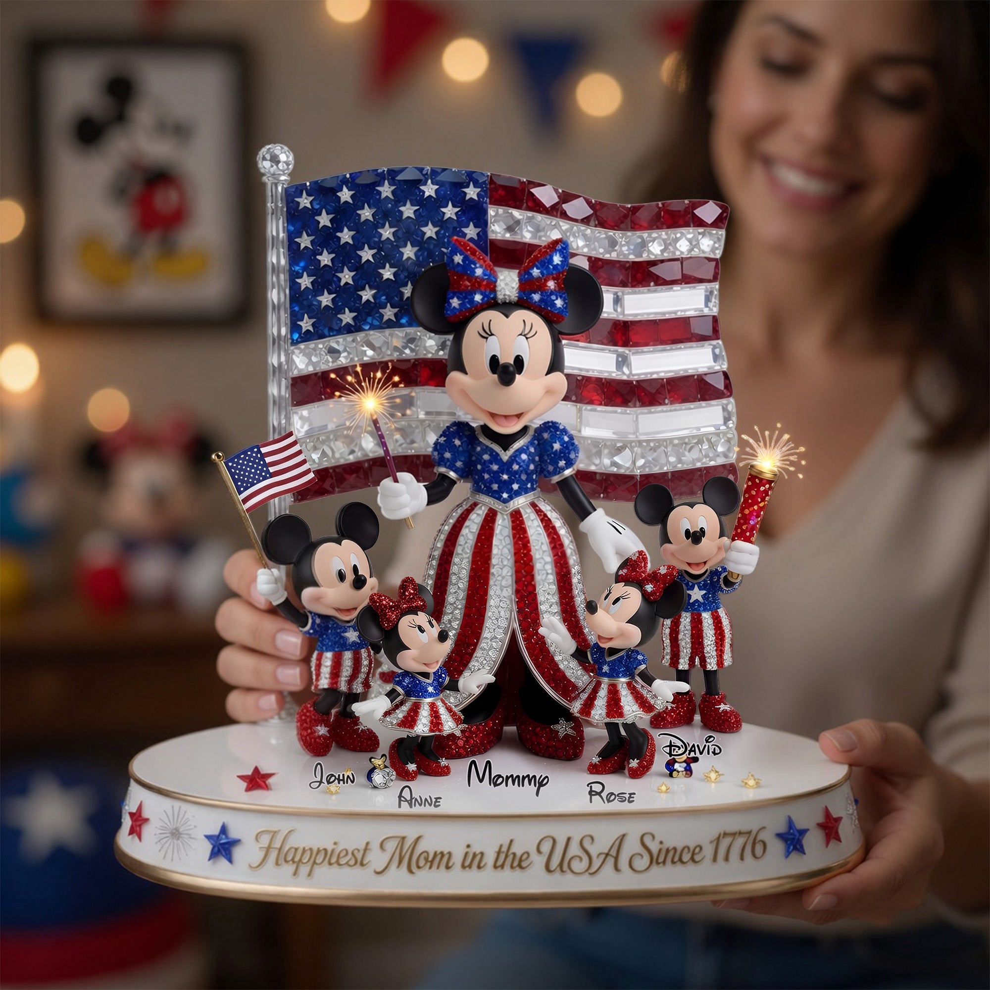 Happiest Mom in the USA Since 1776 - Personalized Acrylic Plaque for Moms, Grandmas, and More Shaped Plaques PopCulturePrints
