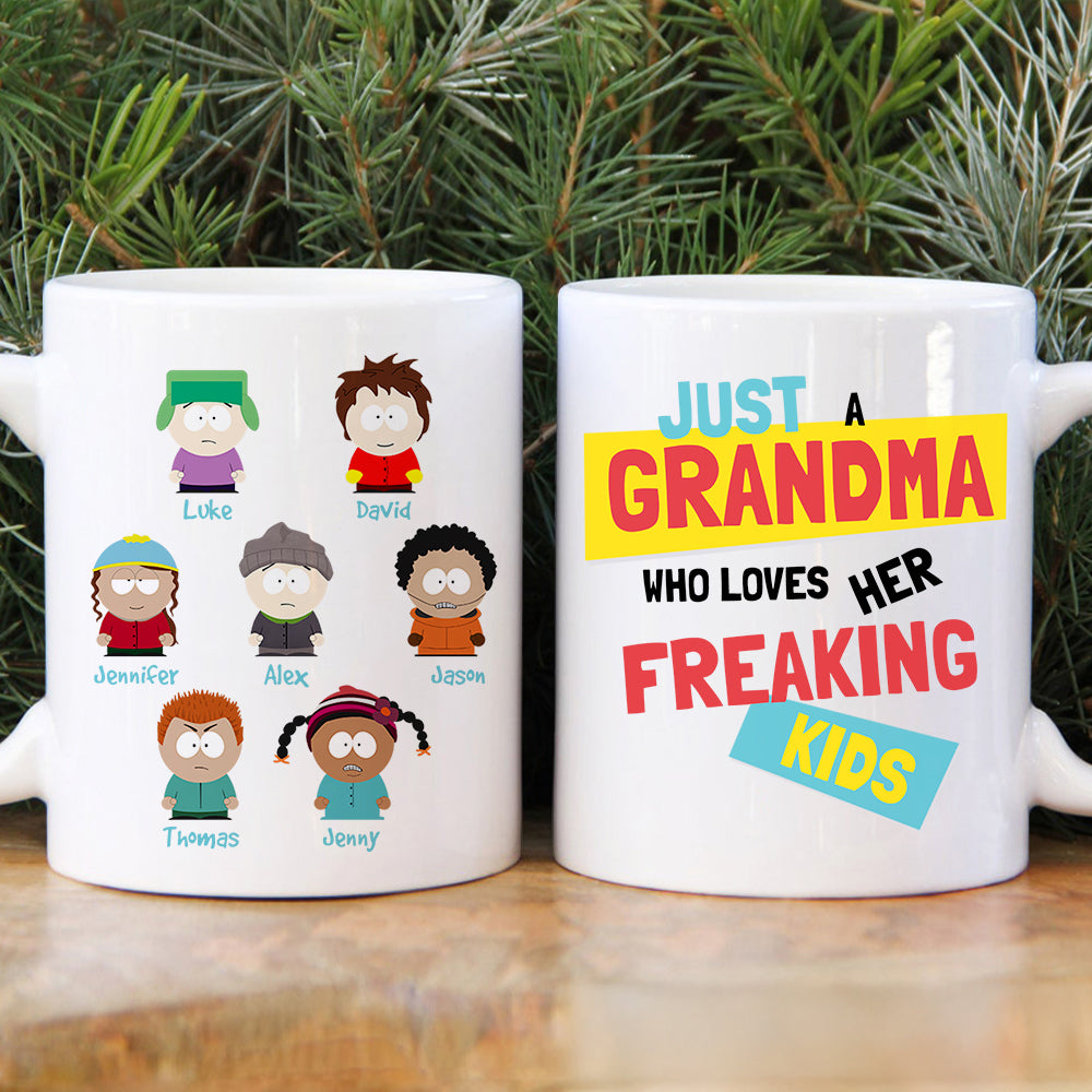 Personalized Christmas Mug for Grandma - Cartoon Kids Design Coffee Mug PopCulturePrints