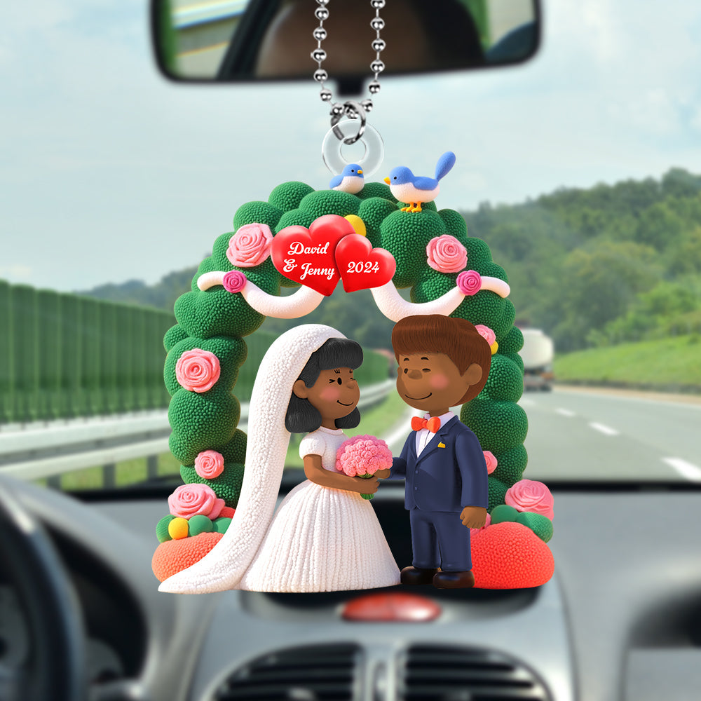 Personalized Newlywed Car Ornament - Custom Wedding Gift for Couples Ornament PopCulturePrints