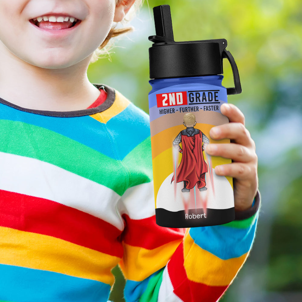 Personalized Superhero Kid Tumbler - Higher, Further, Faster Kid Tumbler PopCulturePrints