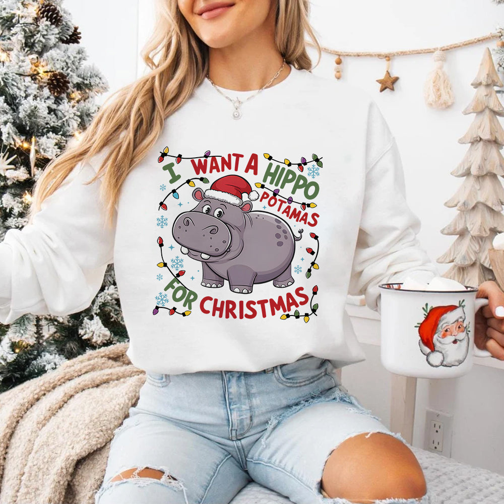 Festive Hippo Christmas Lover's Shirt