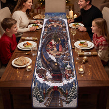 Load image into Gallery viewer, "Celebrate the Season with Joy! - Winter Holiday Train Quilted Table Runner - Personalized Gift for Loved Ones, Family &amp; Friends"
