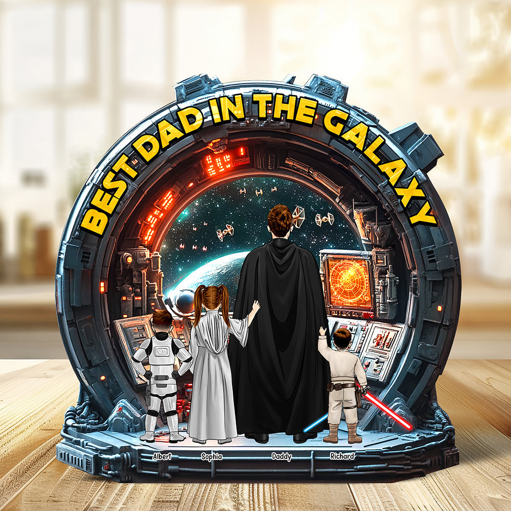 Best Dad in the Galaxy - Personalized Galaxy Dad Acrylic Plaque Shaped Plaques PopCulturePrints