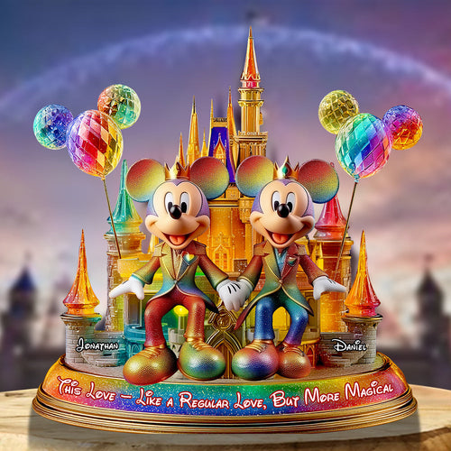 “This Love - Like a Regular Love, But More Magical” - LGBT Mouse Lover Couple Acrylic Plaque - Personalized Gift for Couples, Friends, and LGBTQ+ Community Shaped Plaques PopCulturePrints
