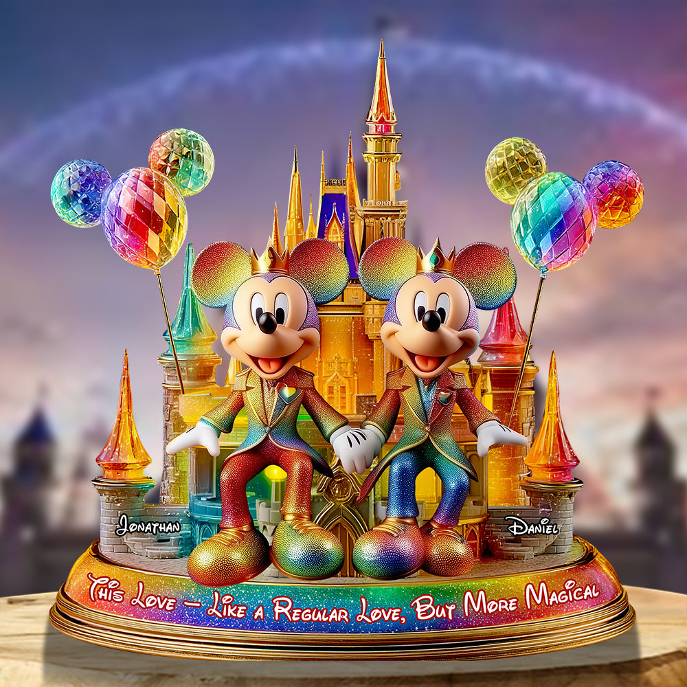 “This Love - Like a Regular Love, But More Magical” - LGBT Mouse Lover Couple Acrylic Plaque - Personalized Gift for Couples, Friends, and LGBTQ+ Community Shaped Plaques PopCulturePrints