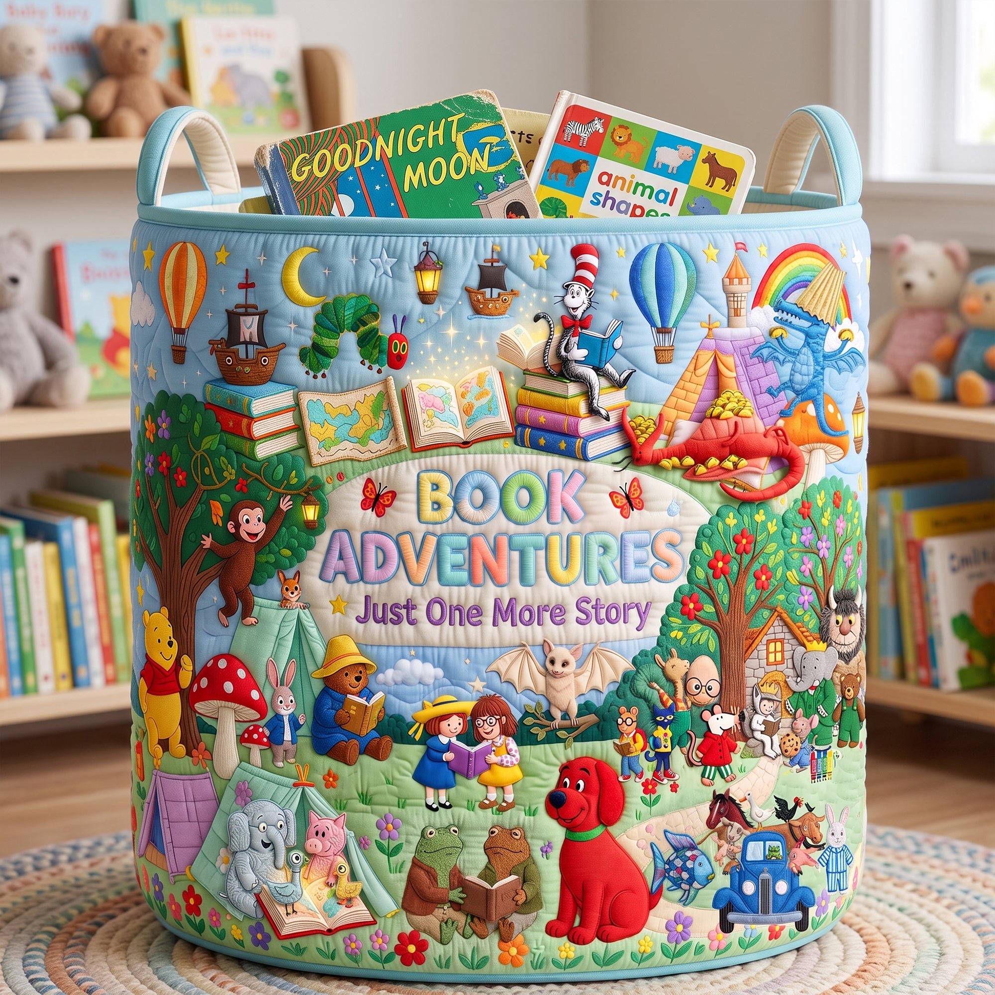 Kid Book Storage Quilted Basket - Personalized Gifts For Kids 03qhlu160726 Laundry Basket PopCulturePrints