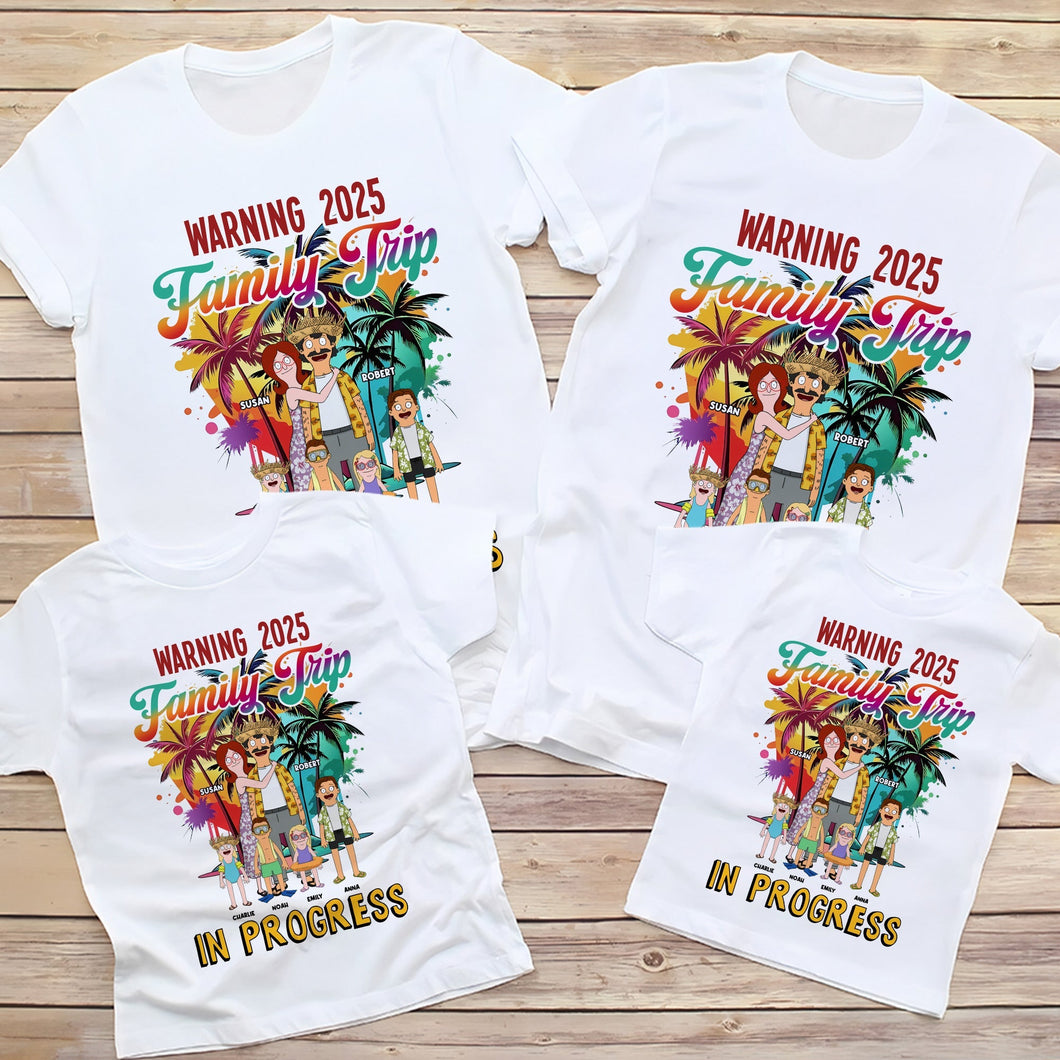 “Warning! Family Trip in Progress” - Personalized Family Trip T-Shirt - Gift for Family and Friends Shirts PopCulturePrints